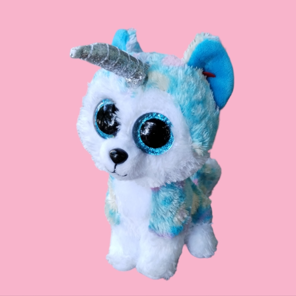 ∆2021 TY Beanie Boos 7" HELENA Unicorn Husky Dog Animal Plush Toy wide eye plush